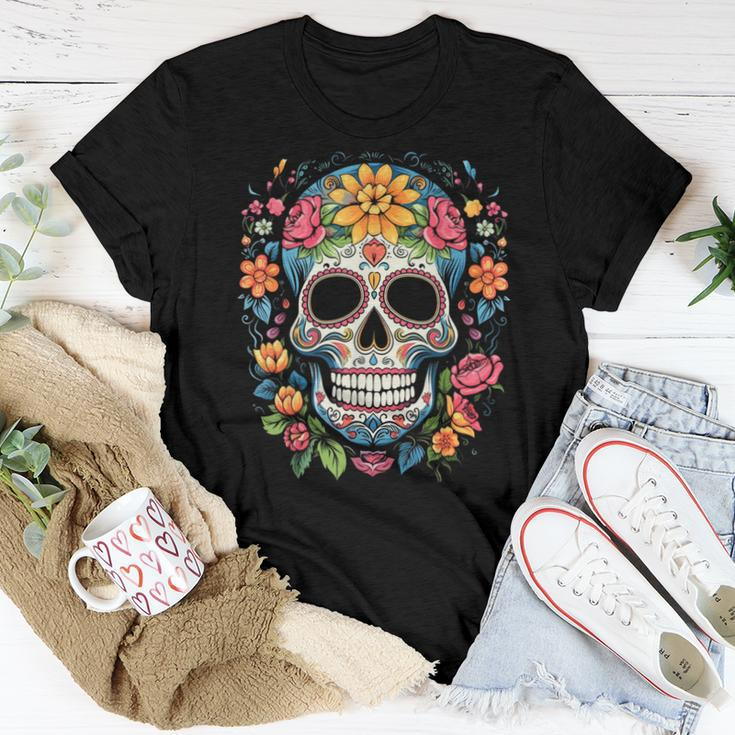 De Los Muertos Day Of The Dead Sugar Skull Halloween Women T-shirt Funny Gifts