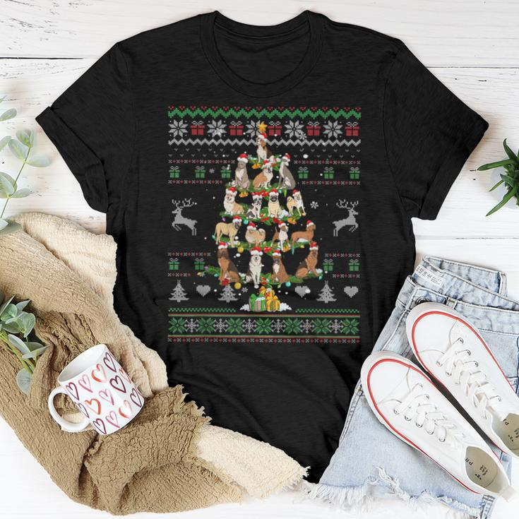 Dogs Christmas Tree Dog Lover Ugly Sweater Xmas Pets Women T-shirt Unique Gifts