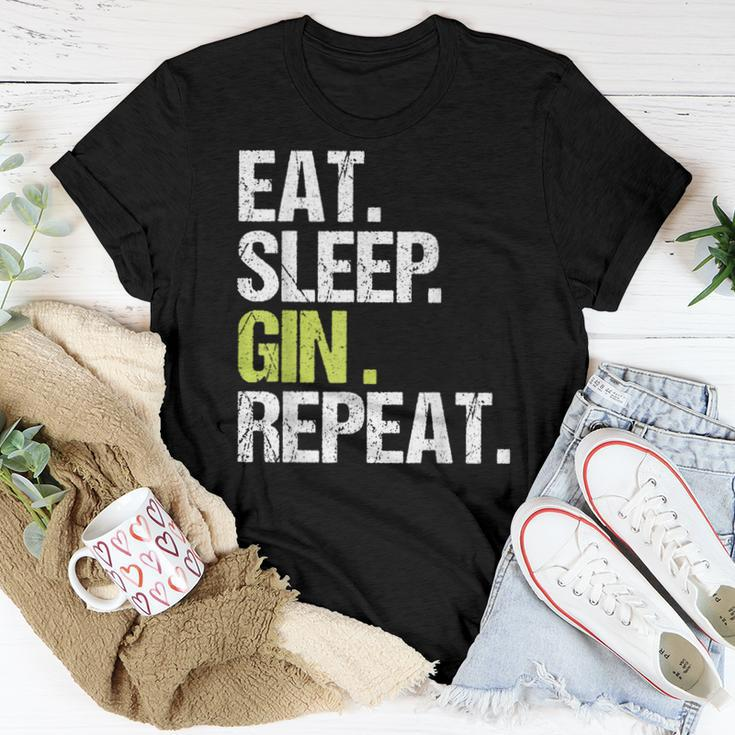 Eat Sleep Gin Repeat Alcohol Lover Christmas Women T-shirt Unique Gifts