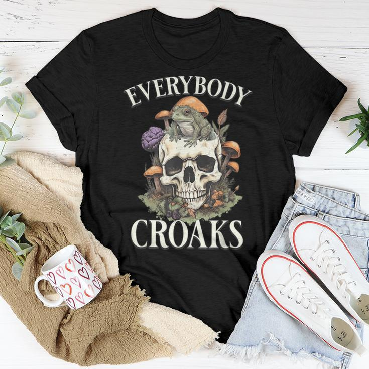 Everybody Croaks Cottacore Frog Mushroom Skull Witch For Frog Lovers Women T-shirt Unique Gifts