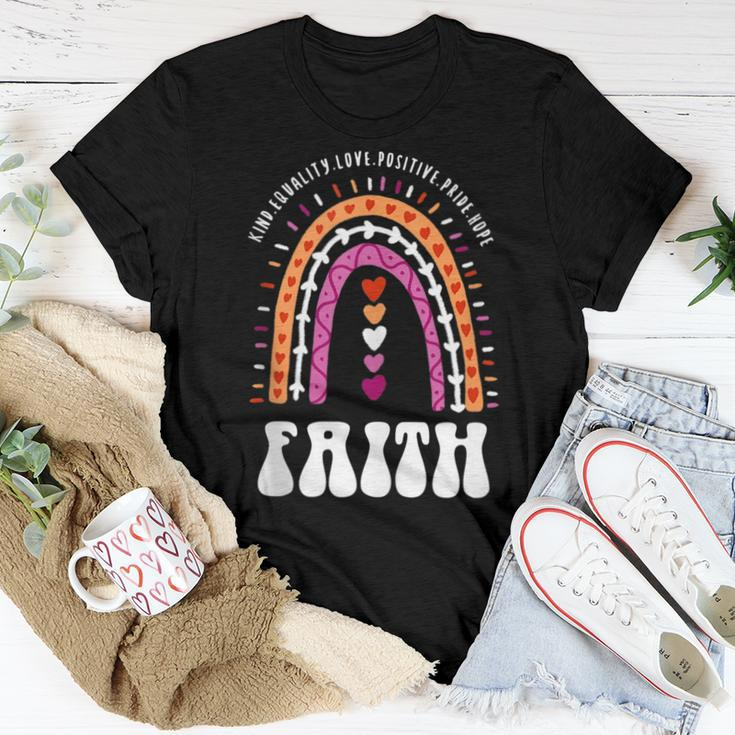 Faith Lesbian Pride Boho Rainbow Faith Women T-shirt Unique Gifts