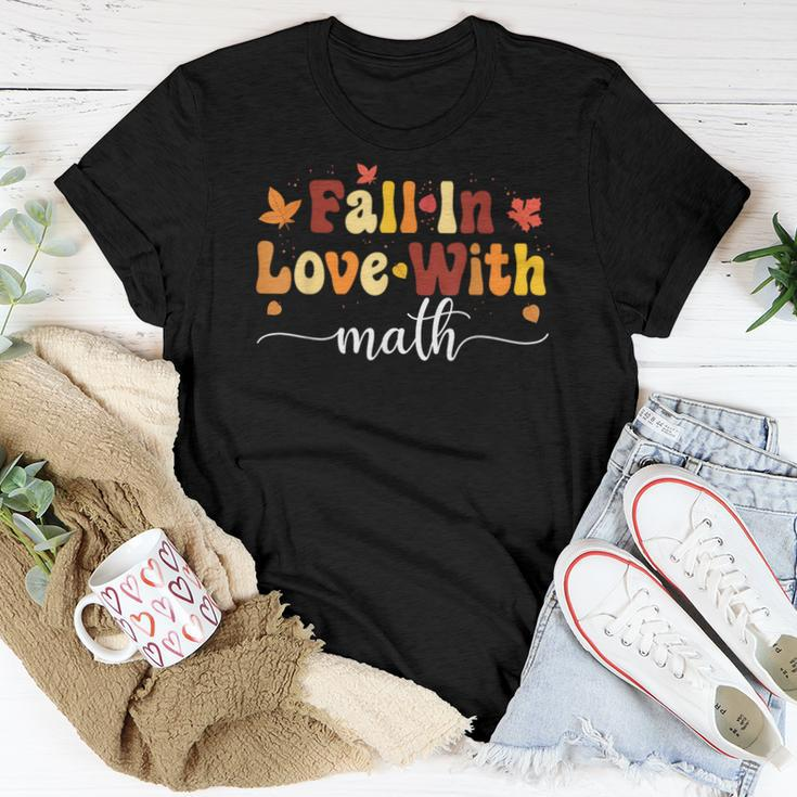 Fall Teacher Fall In Love With Math Math Thanksgiving Women T-shirt Personalized Gifts