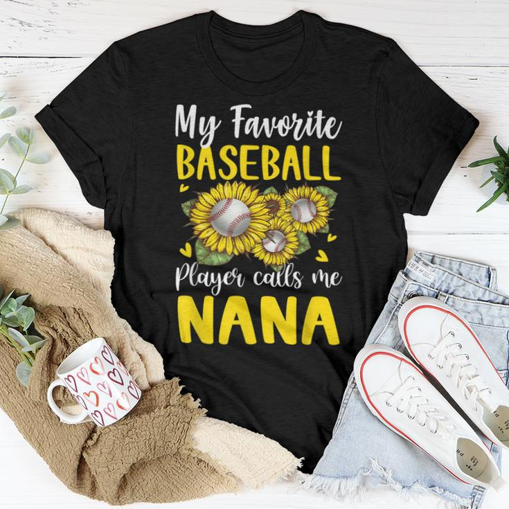 My Favorite Baseball Player Calls Me Nana Sunflower Women T-shirt Unique Gifts