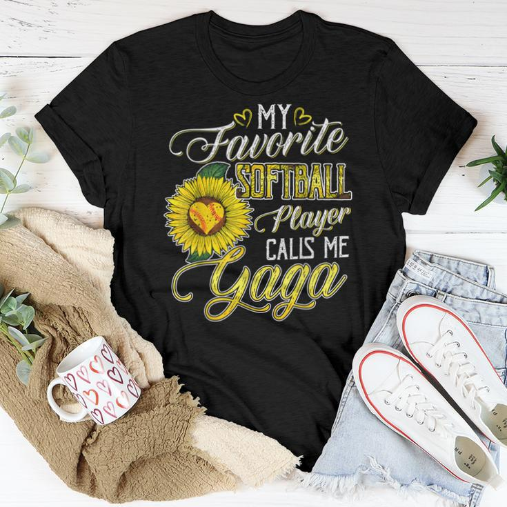 My Favorite Softball Player Calls Me Gaga Sunflower Grandma Women T-shirt Unique Gifts