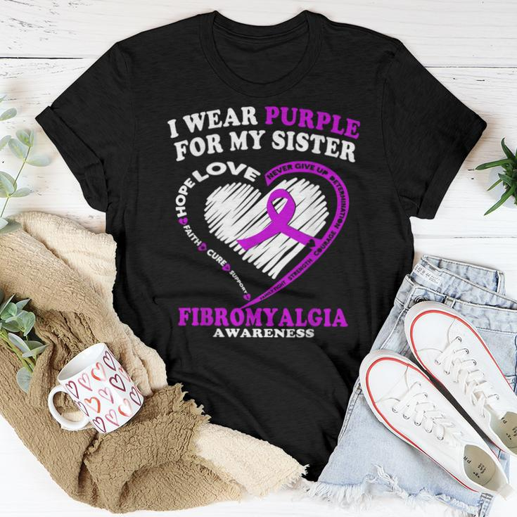 Fibromyalgia Awareness I Wear Purple For My Sister Women T-shirt Unique Gifts