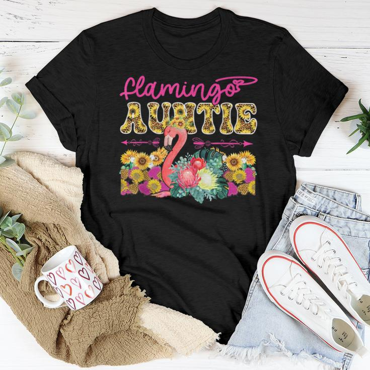 Flamingo Auntie Sunflower Flamingo Lover Happy Women T-shirt Unique Gifts