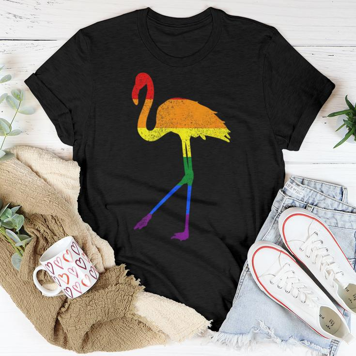 Flamingo Gay Pride Lgbtq Supporter Fans Rainbow Ally Women T-shirt Crewneck Unique Gifts