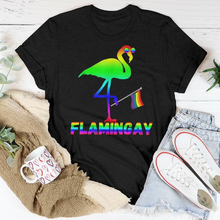 Flamingo Gay Pride Rainbow Bird Lgbt Flag Gender Homosexual Women T-shirt Unique Gifts