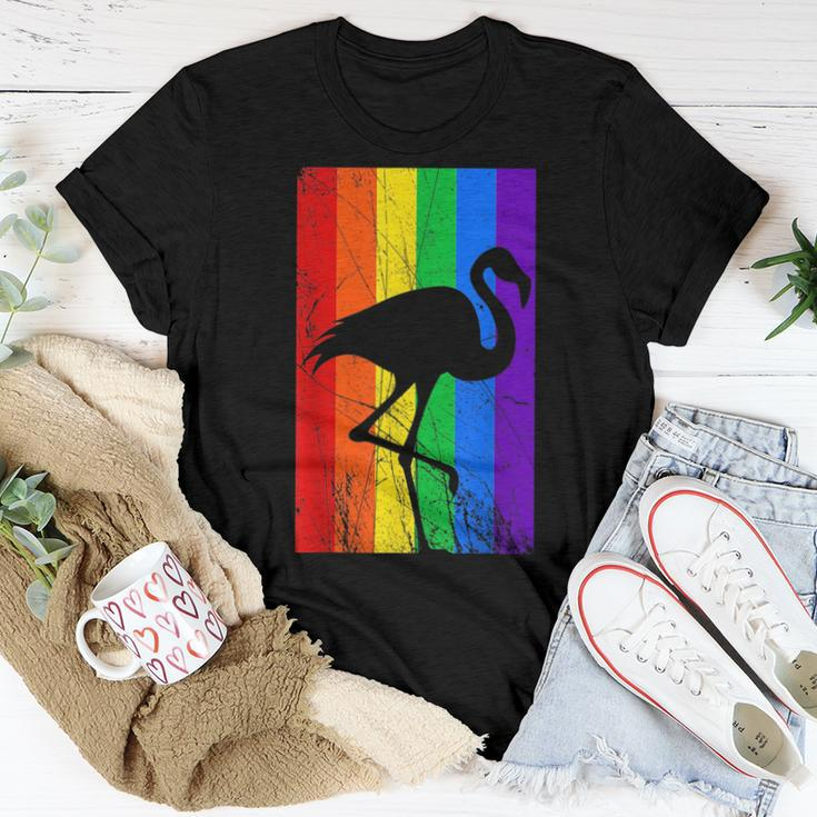 Flamingo Lgbt Pride Rainbow Flag Gay Lesbian Women T-shirt Unique Gifts