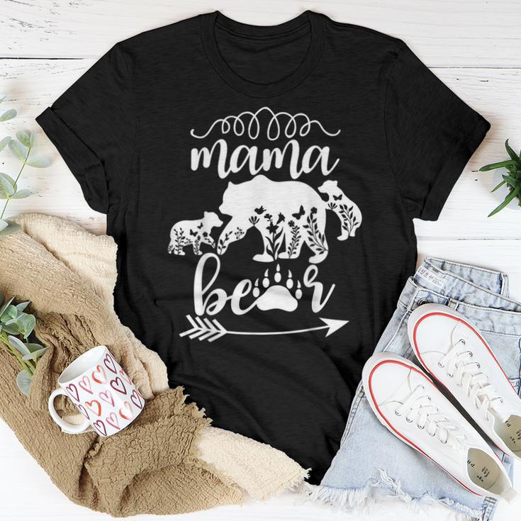 Floral Mama Bear Mom Of 2 Mama Bear Two Cub Floral Mama Bear Women T-shirt