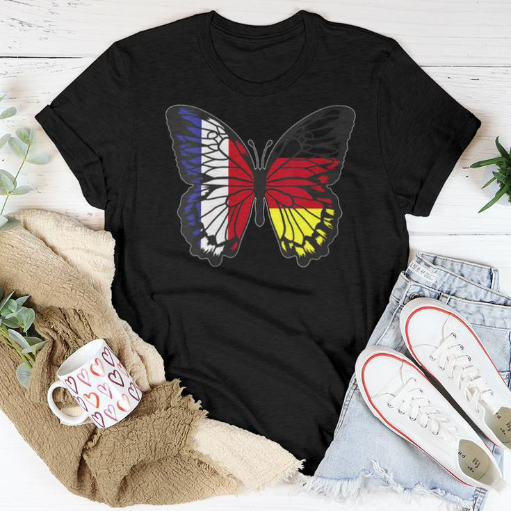 France And Germany Mix Butterfly Half German Half French Women T-shirt Unique Gifts