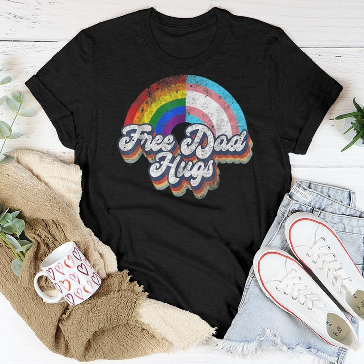 Free Dad Hugs Gay Lgbt Pride Rainbow And Transgender Month Women T-shirt Unique Gifts