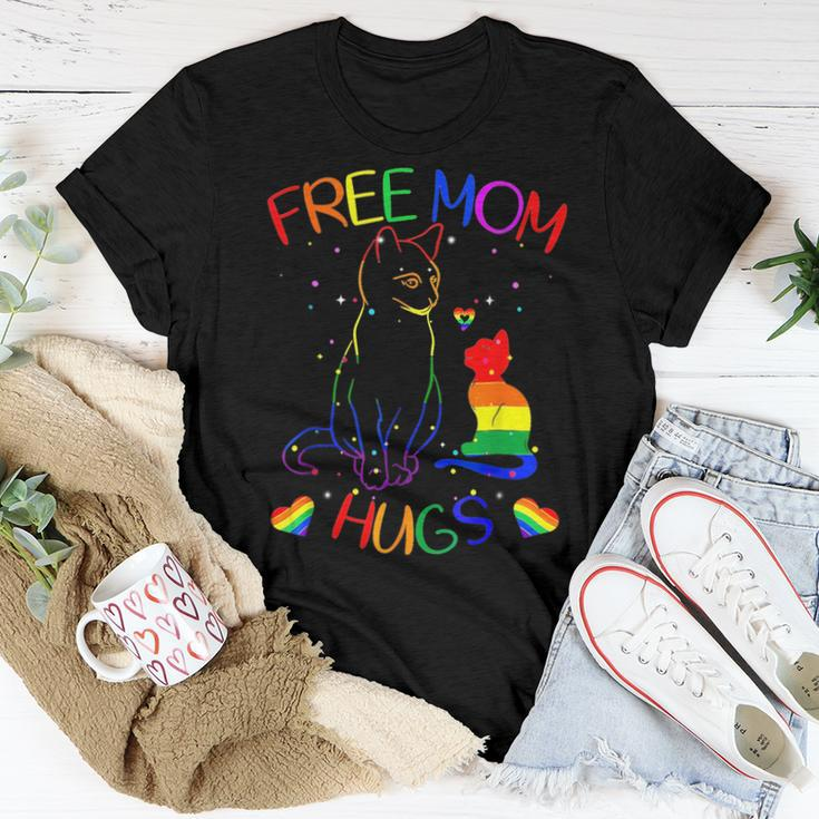 Free Mom Hugs Lgbt Cat Gay Pride Rainbow Women T-shirt Unique Gifts