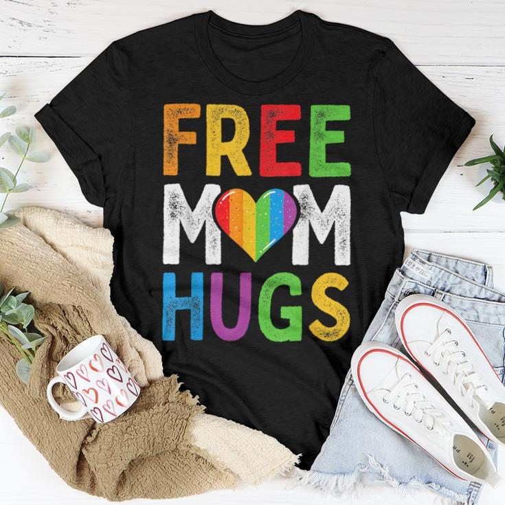 Free Mom Hugs Rainbow Heart Lgbt Ally Pride Month Retro Women T-shirt Unique Gifts