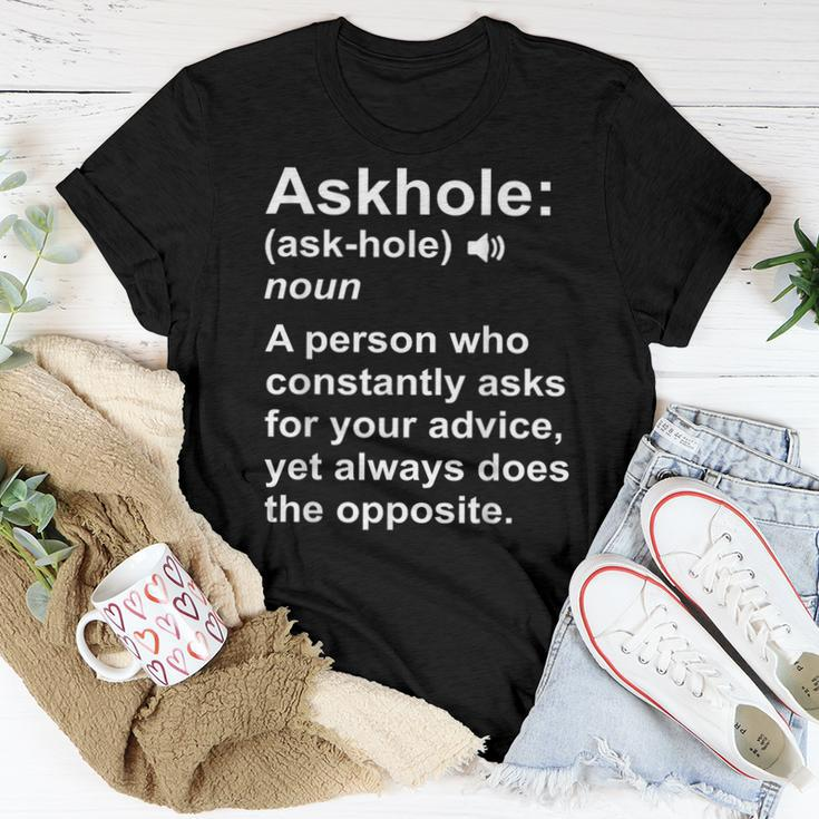 Askhole Definition Dictionary Word Gag Sarcastic Women T-shirt Unique Gifts