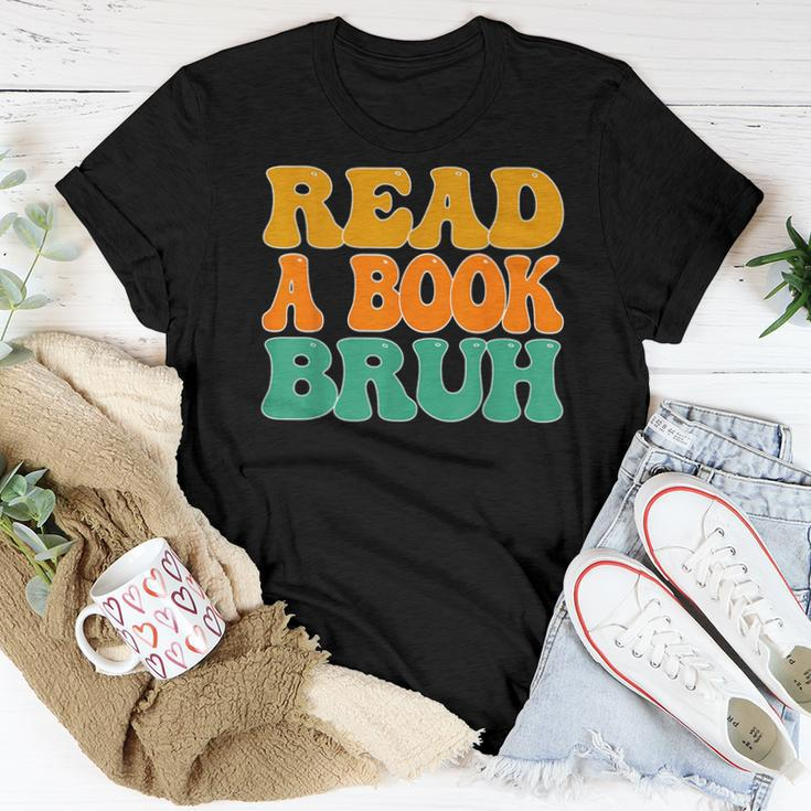 Funny English Teacher Reading Literature - Read A Book Bruh Women T-shirt Short Sleeve Graphic Personalized Gifts