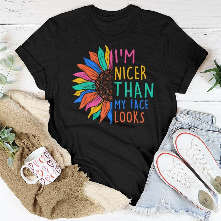 I'm Nicer Than My Face Looks Sunflower Women T-shirt Unique Gifts