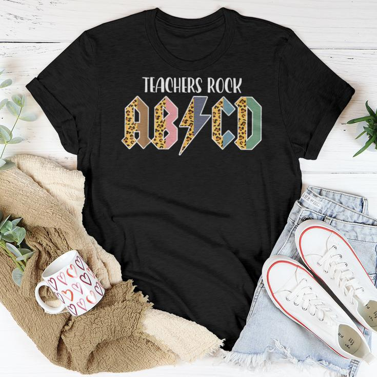 Teacher Abcd Rocks Back To School Teachers Rock Abcd Women T-shirt Funny Gifts