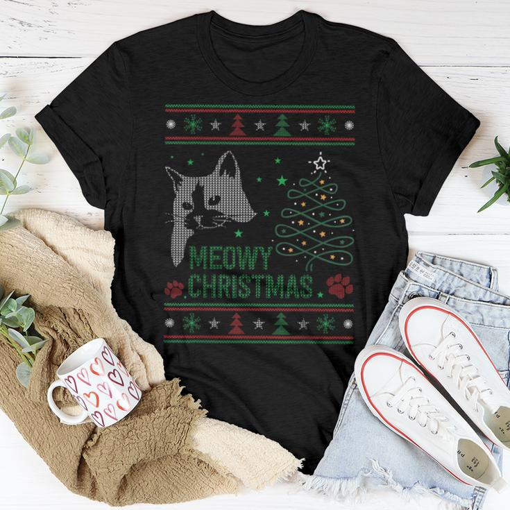 Ugly Christmas Sweater Meowy Catmas Merry Catmas Xmas Women T-shirt Funny Gifts