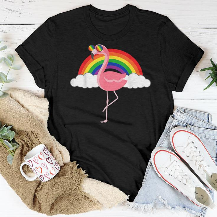 Gay Flamingo Rainbow Pride Flag Lgbtq Cool Lgbt Ally Women T-shirt Crewneck Unique Gifts