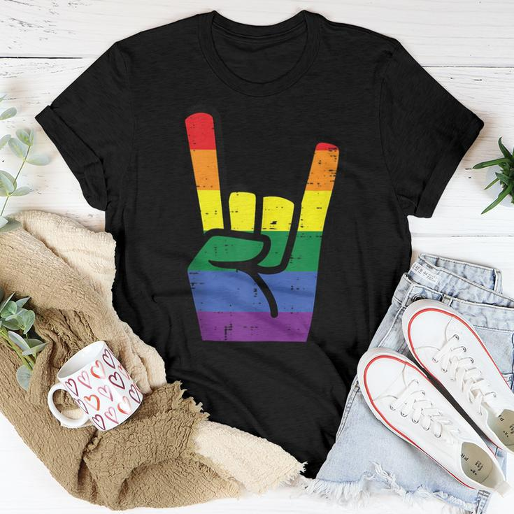 Gay Pride Rock Hand Rainbow Flag Lgbtq Rocker Boys Kids Men Women T-shirt Unique Gifts