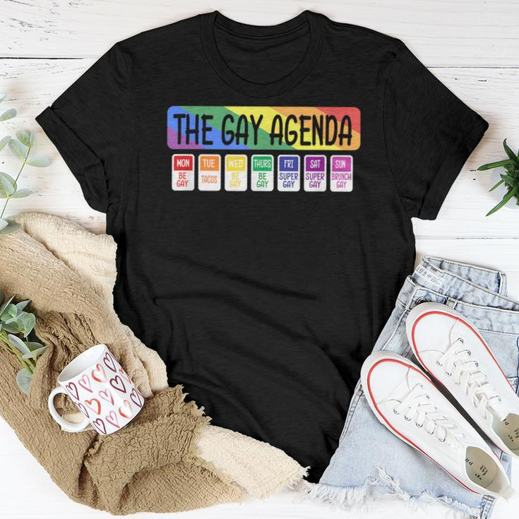 The Gay Weekly Agenda Lgbt Pride Rainbow Lesbian Pride Month s Women T-shirt Crewneck Unique Gifts
