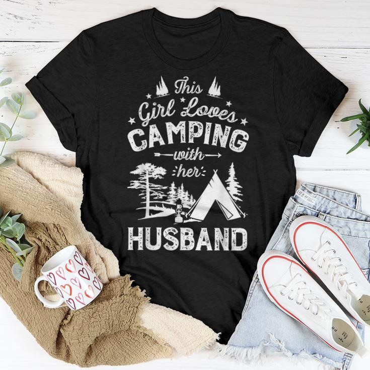 This Girl Loves Camping With Her Husband Camper Wife Women T-shirt Unique Gifts