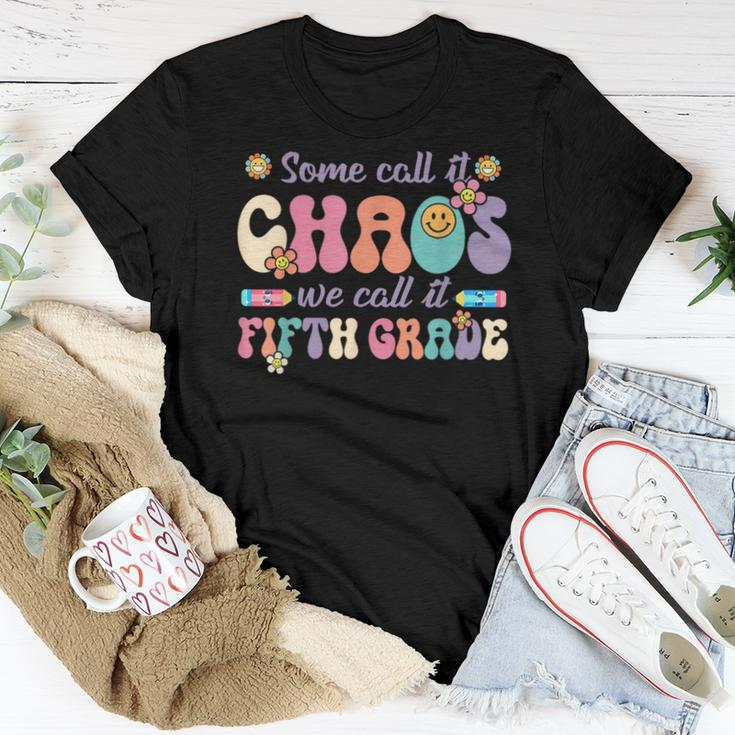 Groovy Some Call It Chaos We Call It Fifth Grade Teacher Women T-shirt Unique Gifts