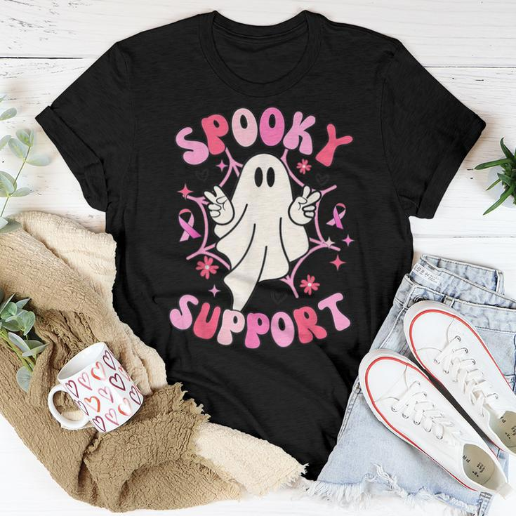 Groovy Spooky Support Squad Breast Cancer Ghost Halloween Women T-shirt Funny Gifts
