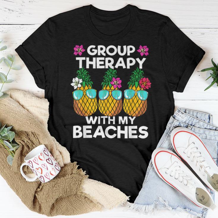 Group Therapy With My Beaches Pineapple Girls Trip Women Women T shirt Short Sleeve Graphic Monsterry