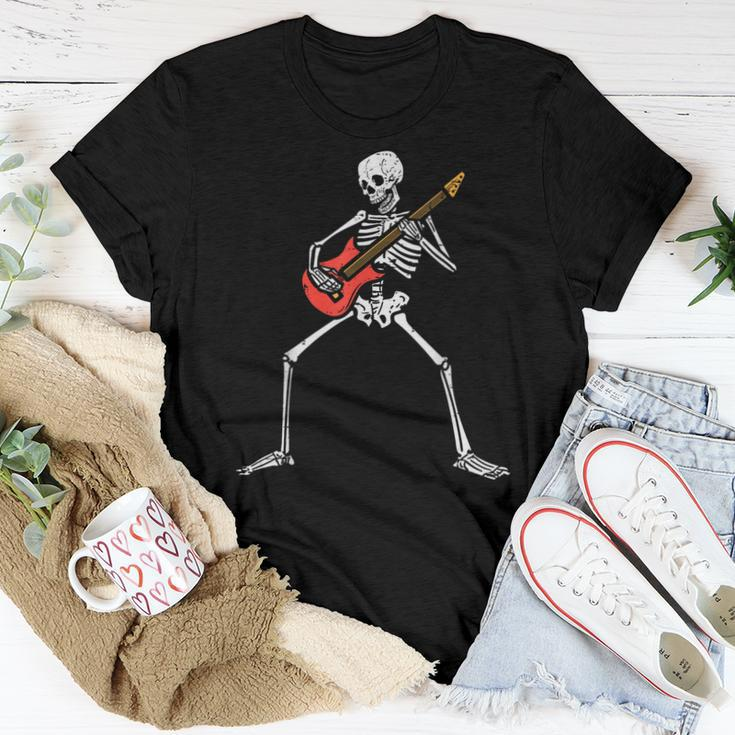 Halloween Skeleton Rocker Guitar Punk Rock Costume Women T-shirt Funny Gifts