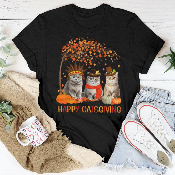 Happy Catsgiving Cute Thanksgiving Cat Lovers Cat Mom Women Women T-shirt Funny Gifts