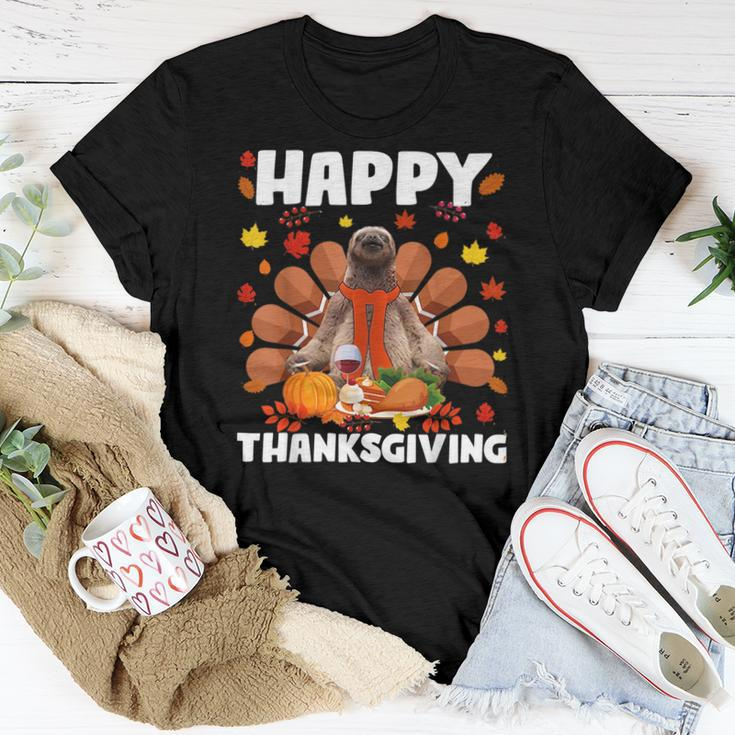 Happy Thanksgiving Sloth Turkey Autumn Sloth Lover For Turkey Lovers Women T-shirt Crewneck Unique Gifts