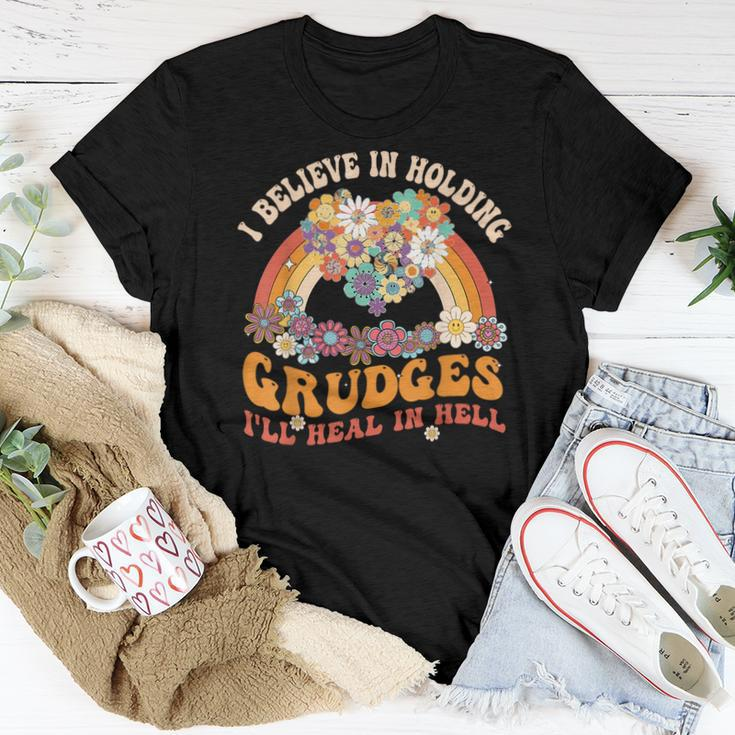 Heart Rainbow I Believe In Holding Grudges I'll Heal In Hell Women T-shirt Unique Gifts