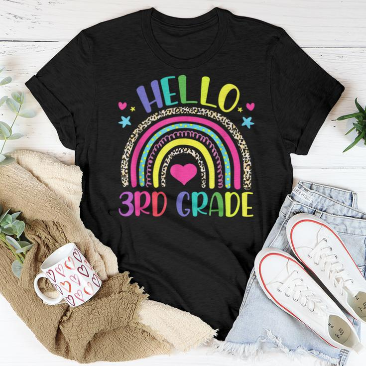 Hello 3Rd Grade Leopard Boho Rainbow 1St Day Of School Women T-shirt Unique Gifts