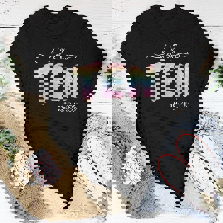 Hello Ten Est 2013 Boys Girls Tie Dye 10Th Birthday Women T-shirt