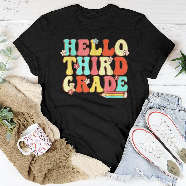 Hello Third Grade Retro Groovy 3Rd Grade Back To School 3Rd Grade Women T-shirt Unique Gifts