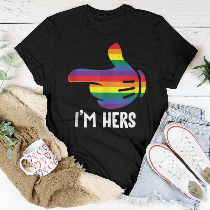 Im Hers Rainbow Lesbian Couple Lgbt Pride Matching Women T-shirt | Mazezy