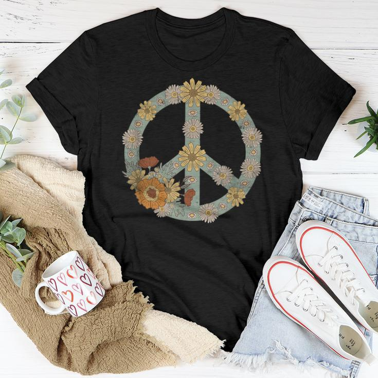 Hippie Floral Groovy Peace 70S Flower Vintage Peace Sign Women T-shirt Unique Gifts
