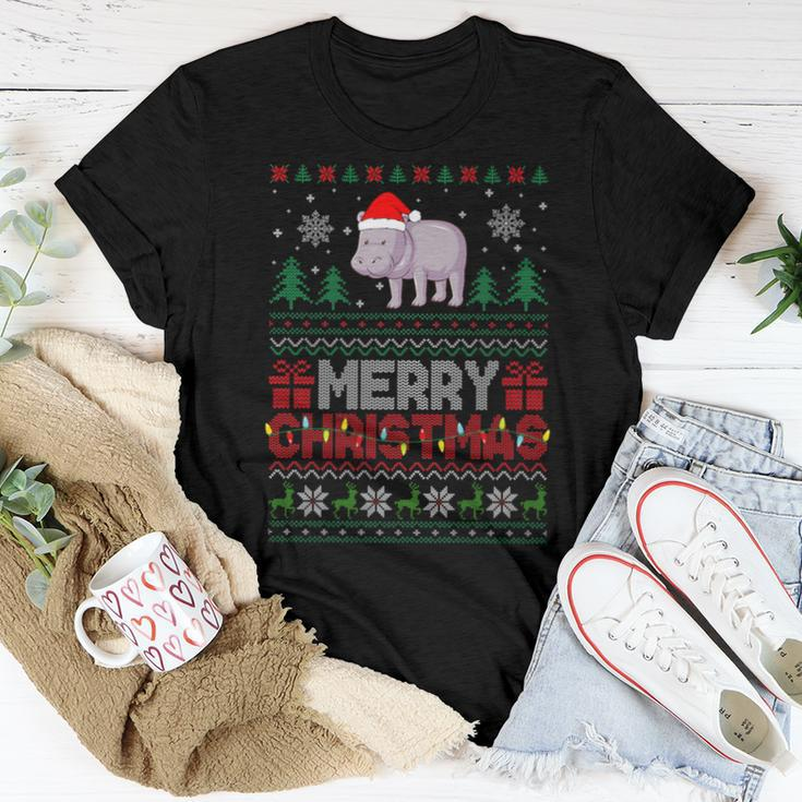 Hippo Merry Xmas Graphic For Ugly Christmas Sweater Women T-shirt Funny Gifts
