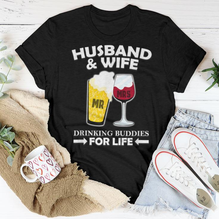 Husband And Wife Drinking Buddies For Life Women T-shirt Funny Gifts