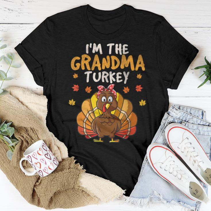 I'm The Grandma Turkey Thanksgiving Family 2023 Autumn Fall Women T-shirt Personalized Gifts