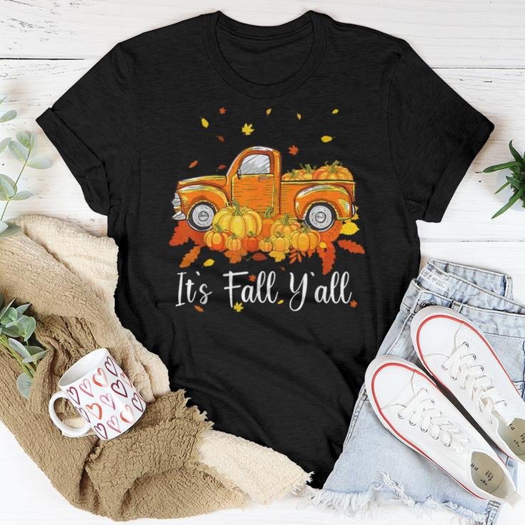 It's Fall Y'all Pumpkin Truck Autumn Tree Hello Fall Women T-shirt Funny Gifts