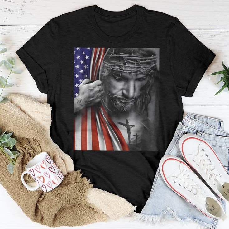 Jesus 4Th Of July American Flag Christian Faith Christ Lover Women T-shirt Unique Gifts