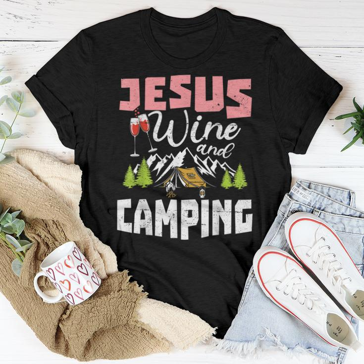 Jesus Wine And Camping For Women Mom Girl Women T-shirt Unique Gifts