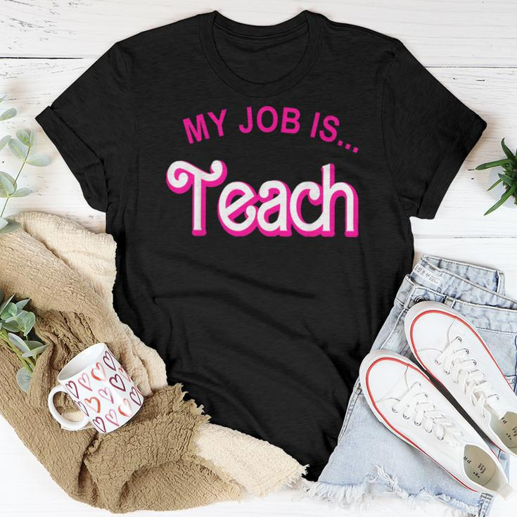 My Job Is Teach Retro Pink Style Teaching School For Teacher Women T-shirt Funny Gifts