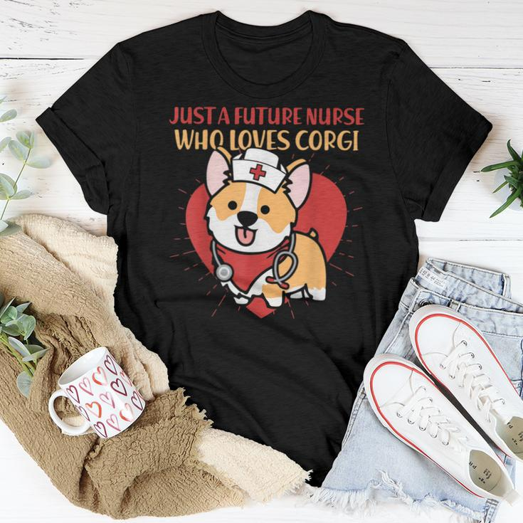 Just A Future Nurse Who Loves Corgi Dog Mom Dad Women T-shirt Crewneck Unique Gifts