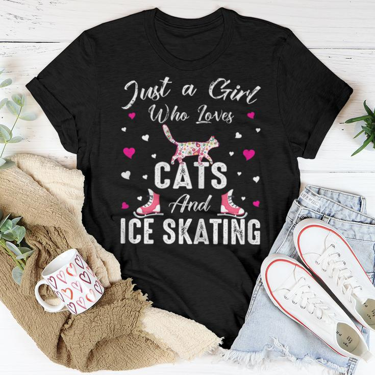 Just A Girl Who Loves Cats And Ice Skating Skate Girl Women T-shirt Unique Gifts
