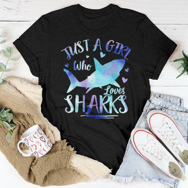 Just A Girl Who Loves Sharks Funny Shark Lover Ocean Women T-shirt Funny Gifts