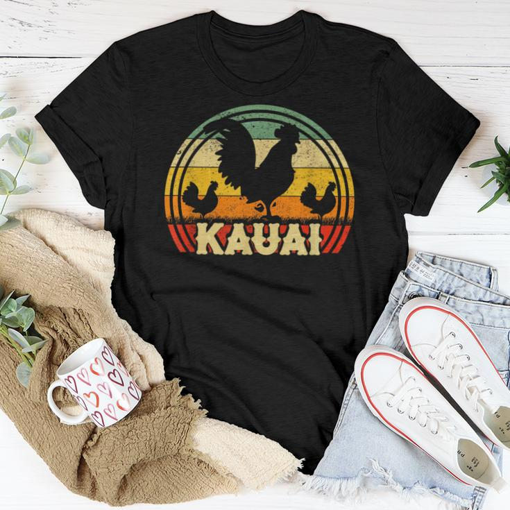 Kauai Rooster Hawaii Vintage Sunset Chickens Pet Lover Women T-shirt Personalized Gifts